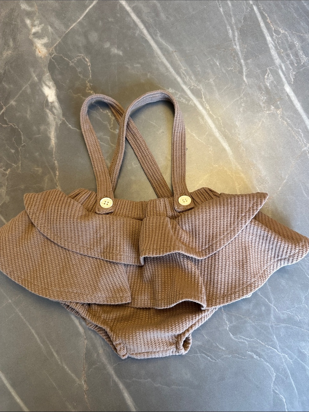 Brown Ruffled Baby/Toddler Suspender Bloomers